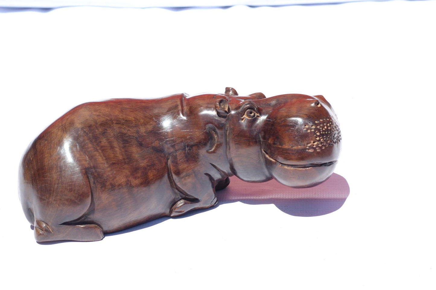 Iron Wood Life like sitting Hippopotamus Masterpiece. African Hand carved Hippo Art figurine. Safari decor gifts ready to Ship. 31×13×12cm