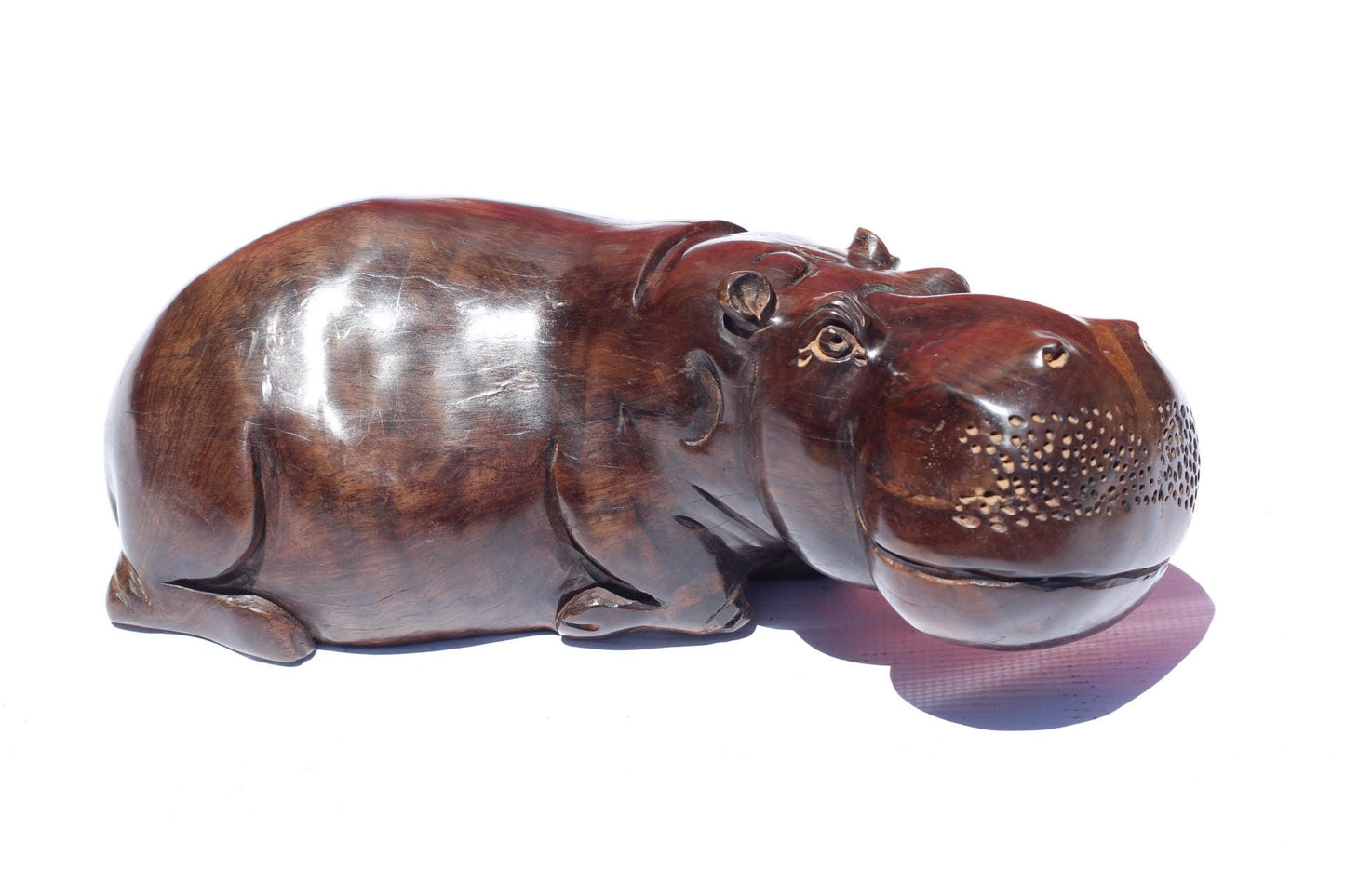 Iron Wood Life like sitting Hippopotamus Masterpiece. African Hand carved Hippo Art figurine. Safari decor gifts ready to Ship. 31×13×12cm