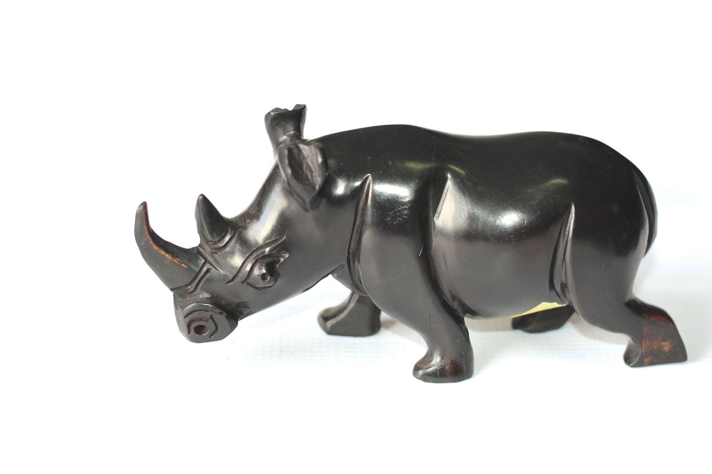 Black Ebony wood Zambian Handcarved Rhino decor Sculpture.  African art gifts ready to Ship Worldwide. Available in different Sizes