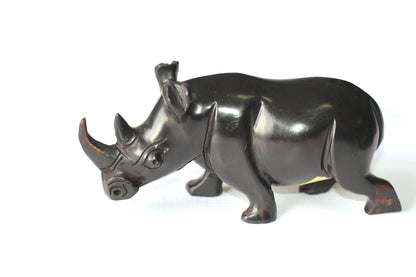 Black Ebony wood Zambian Handcarved Rhino decor Sculpture.  African art gifts ready to Ship Worldwide. Available in different Sizes