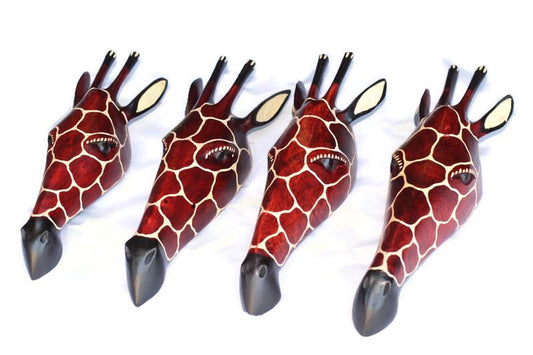 Brown Olive wood Giraffe Head Trophy wall decor Mask. Lifelike fully Zimbabwean Handcarved African  Art gifts. Ready to Ship Worldwide