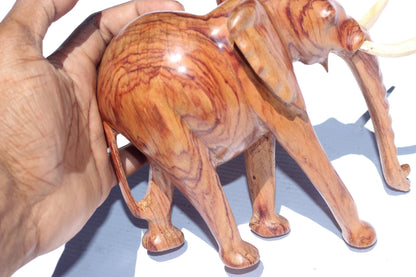 Zebrawood Elephant Figurines. walking smooth handcarved Wooden Sculptures. Unique African art Gifts for Home /office decor. Ready to Ship