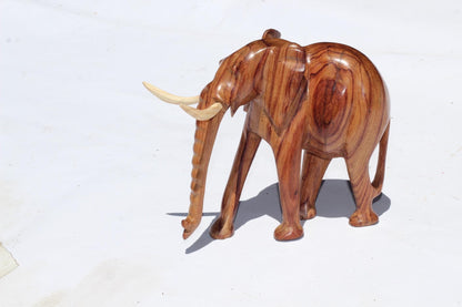 Zebrawood Elephant Figurines. walking smooth handcarved Wooden Sculptures. Unique African art Gifts for Home /office decor. Ready to Ship
