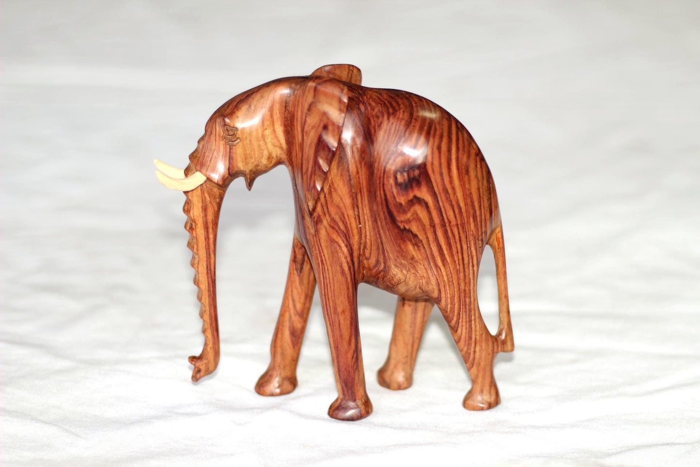 Zebrawood Elephant Figurines. walking smooth handcarved Wooden Sculptures. Unique African art Gifts for Home /office decor. Ready to Ship