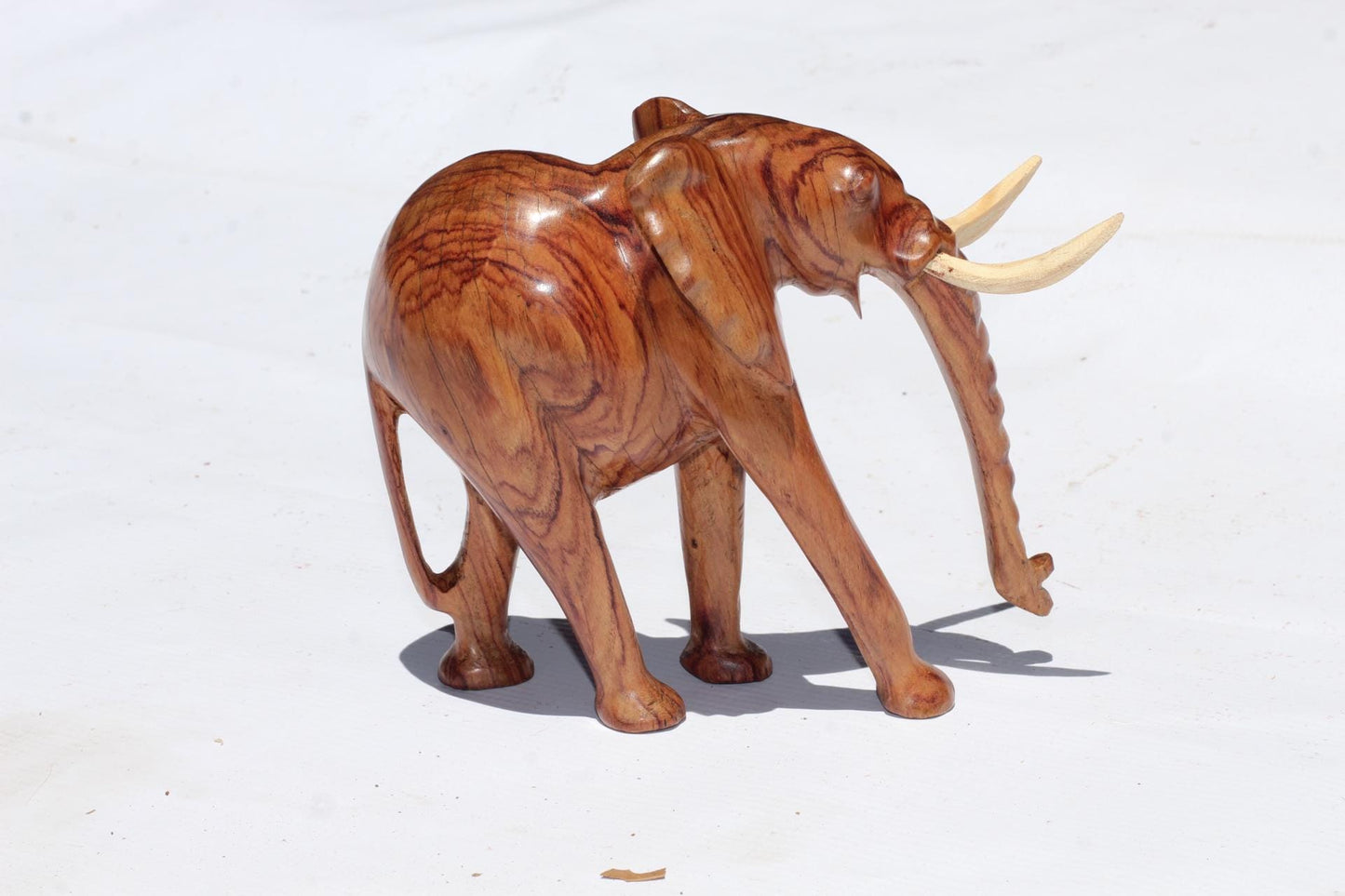 Zebrawood Elephant Figurines. walking smooth handcarved Wooden Sculptures. Unique African art Gifts for Home /office decor. Ready to Ship
