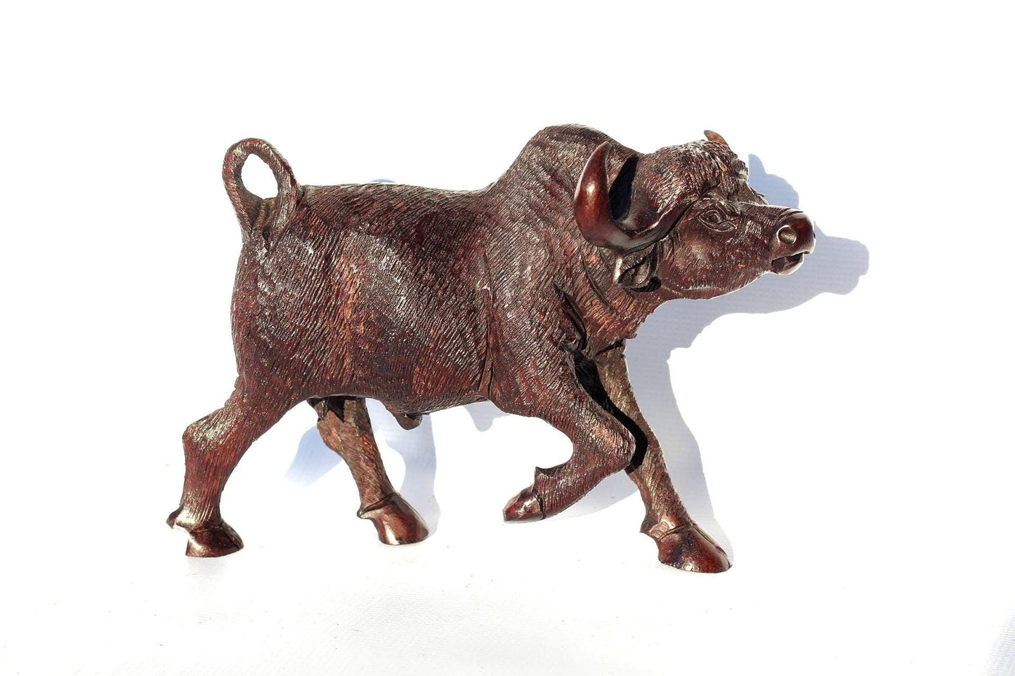 Fine Art Ironwood Walking Water Buffalo Masterpiece. Zimbabwe Handcarved Action life like African Home/Office Decor. Ready to ship Art Gift