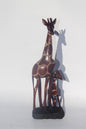 Dark Brown Olive Wood Gouged Giraffe Mother and Calf figurine. Zimbabwean handcarved Art Sculpture. Home/office decor Unique African gift