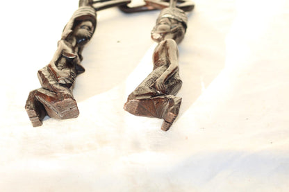 Malawian handvarced Yoruba Ironwood Handcarved Wedding chain of Marriage. African Tribal art Decor