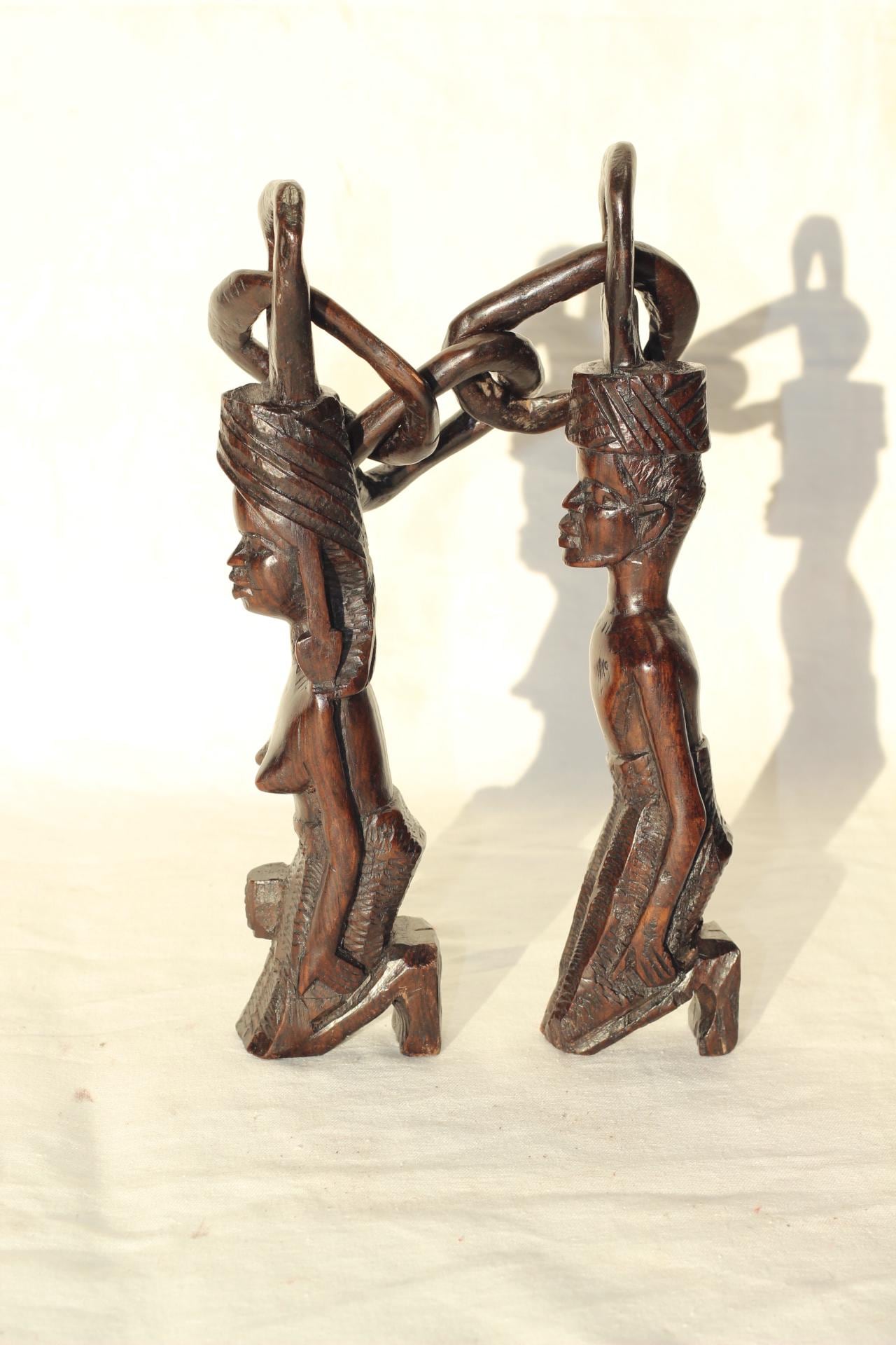 Malawian handvarced Yoruba Ironwood Handcarved Wedding chain of Marriage. African Tribal art Decor