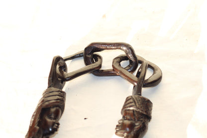 Malawian handvarced Yoruba Ironwood Handcarved Wedding chain of Marriage. African Tribal art Decor
