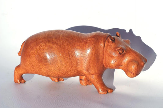 Mahogany Wood Life like walking Hippopotamus Masterpiece. African Hand carved Hippo Art figurine. Safari decor gifts ready to Ship. 25×11cm