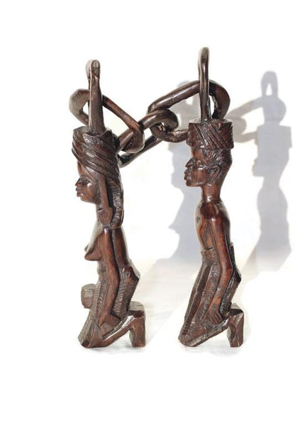 Malawian handvarced Yoruba Ironwood Handcarved Wedding chain of Marriage. African Tribal art Decor