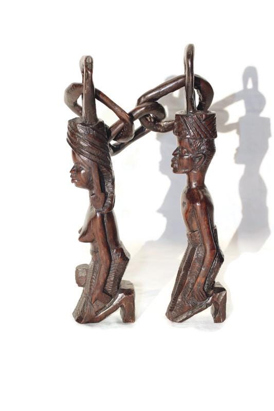Malawian handvarced Yoruba Ironwood Handcarved Wedding chain of Marriage. African Tribal art Decor