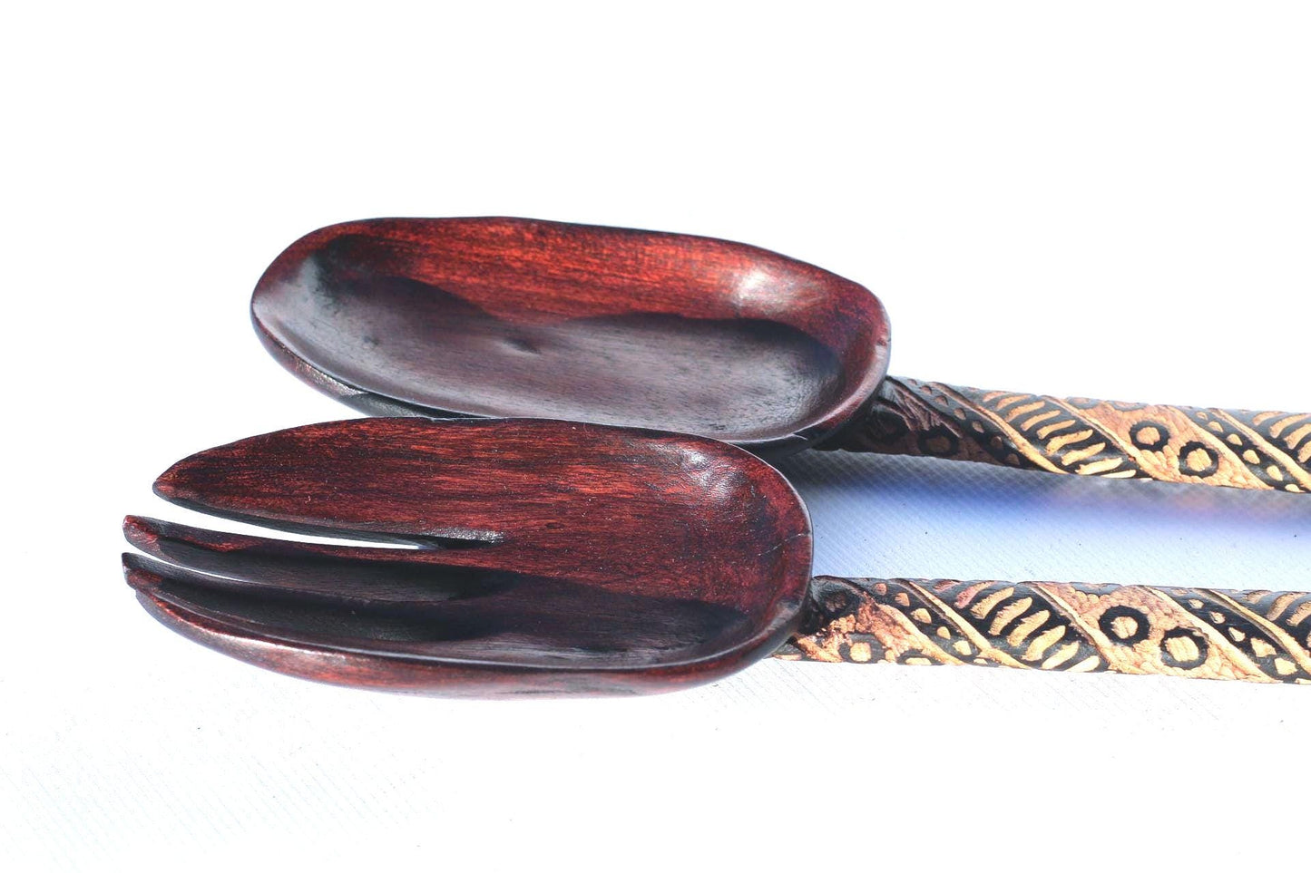 Dark Brown Baboon themed Olive Wood Spoon and Spork/ Fork Giftsets. Zimbabwe hand Carved and gouged Artwork for wall or table decor gifts
