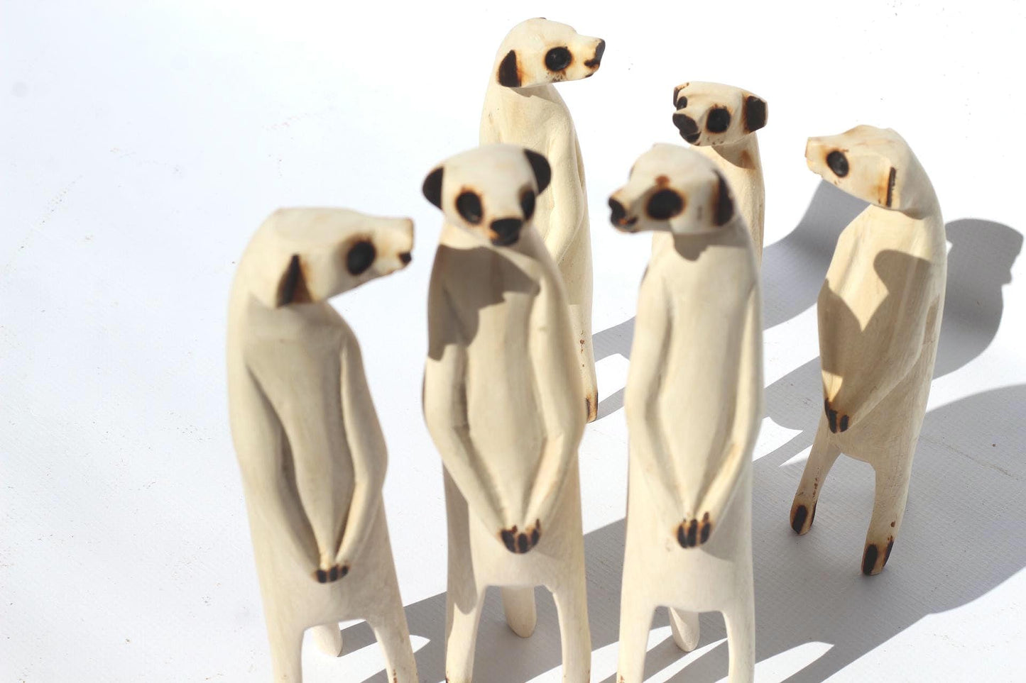 Set of 3 Meerkat NEW Design Jacaranda Wood sculptures. Hand Carved figurines. Home/Office decor African Art. Suricate/Mongoose handmade