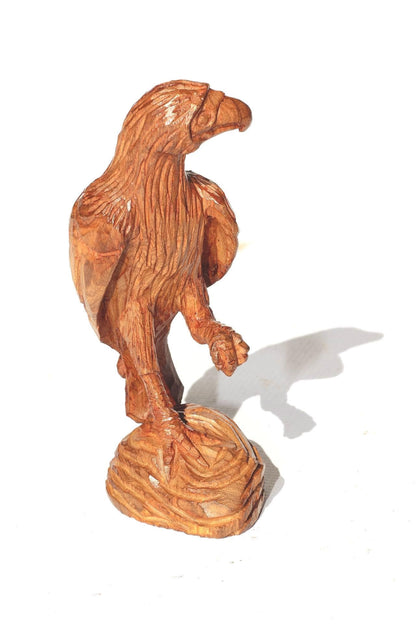 African Eagle standing on one leg, Olive Wood Zimbabwe Handcarved bird for home decor. Ready to Ship African Art