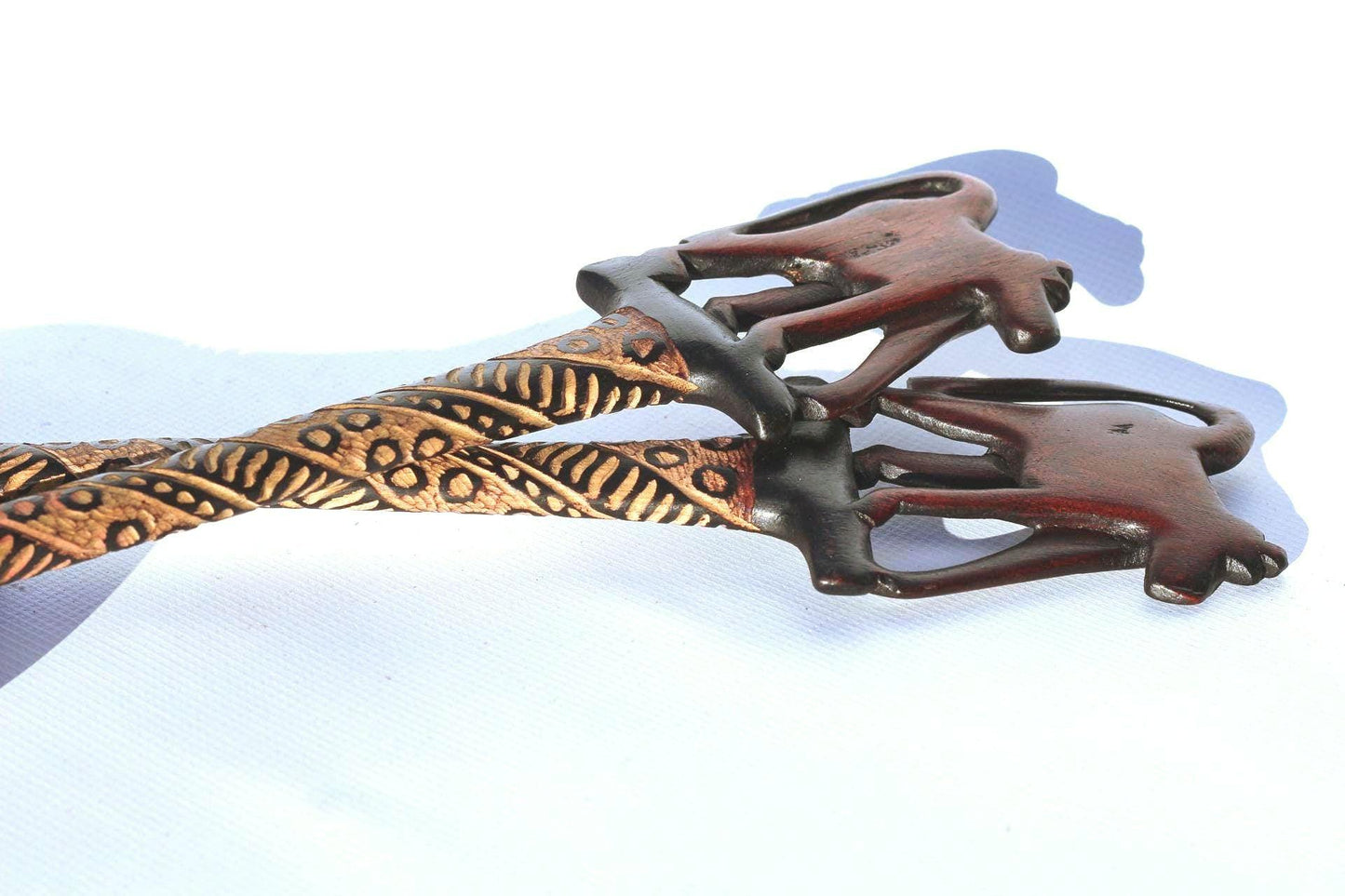 Dark Brown Baboon themed Olive Wood Spoon and Spork/ Fork Giftsets. Zimbabwe hand Carved and gouged Artwork for wall or table decor gifts