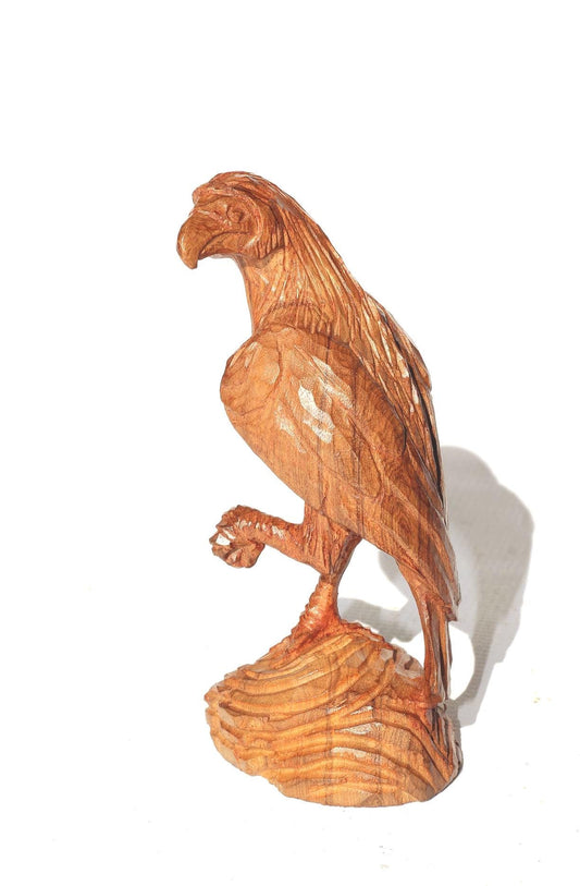 African Eagle standing on one leg, Olive Wood Zimbabwe Handcarved bird for home decor. Ready to Ship African Art