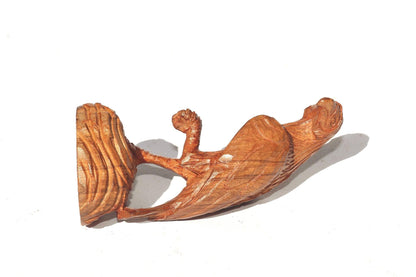African Eagle standing on one leg, Olive Wood Zimbabwe Handcarved bird for home decor. Ready to Ship African Art