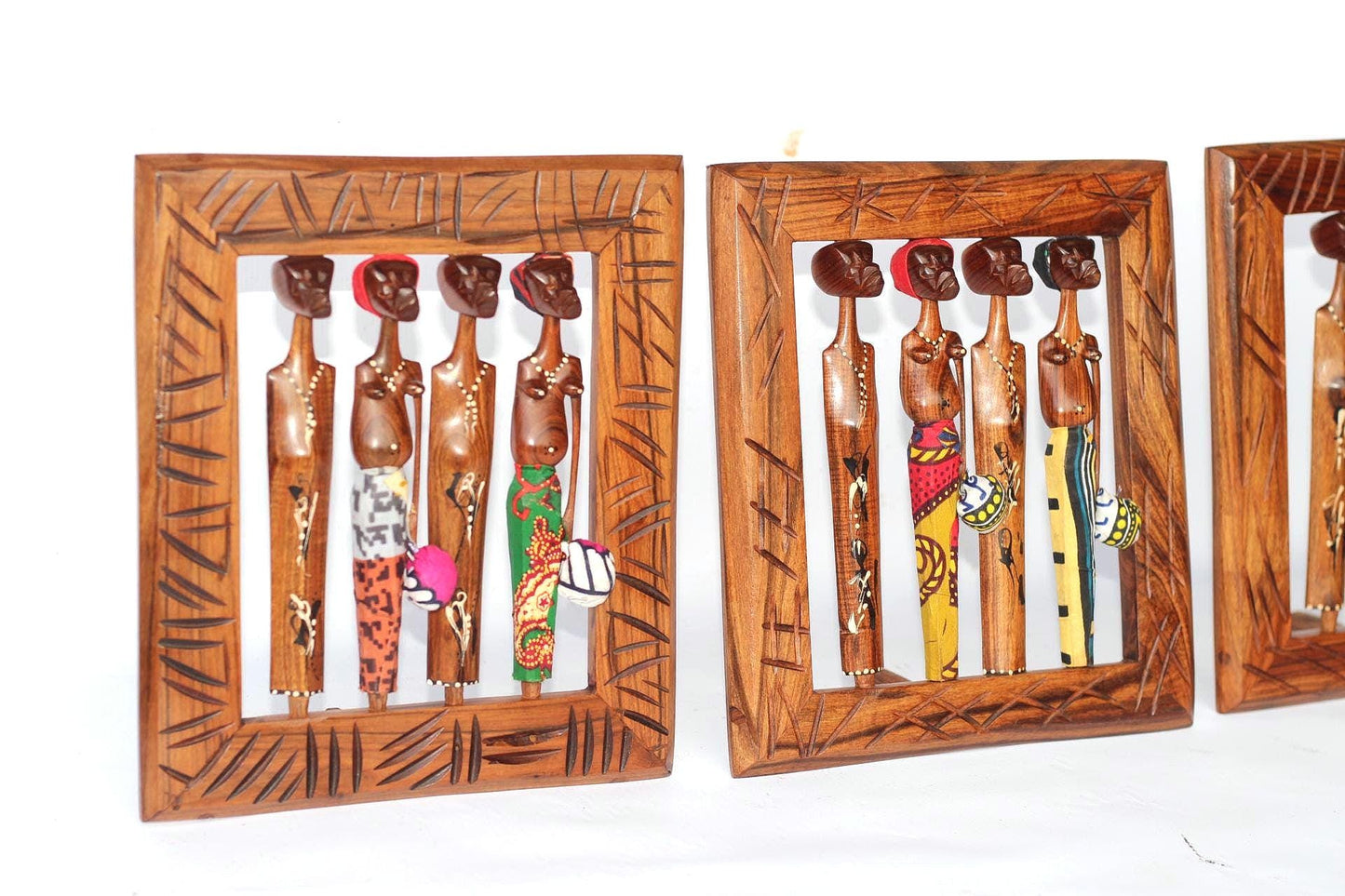 Mozambique Sandalwood Hand Carved African Couples on a gouged smooth polished frame. Wall Hanging or Table Decor. Ready to Ship Gift