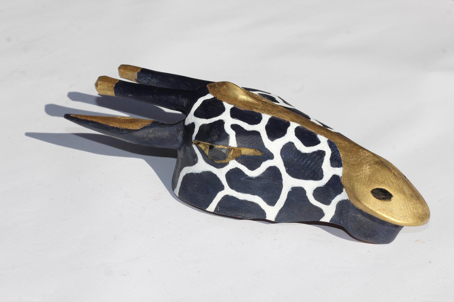 Painted Olive wood Giraffe Head Trophy wall decor Mask. Lifelike Zimbabwean Handcarved African  Art gifts by Philip Dokwani. Ready to Ship