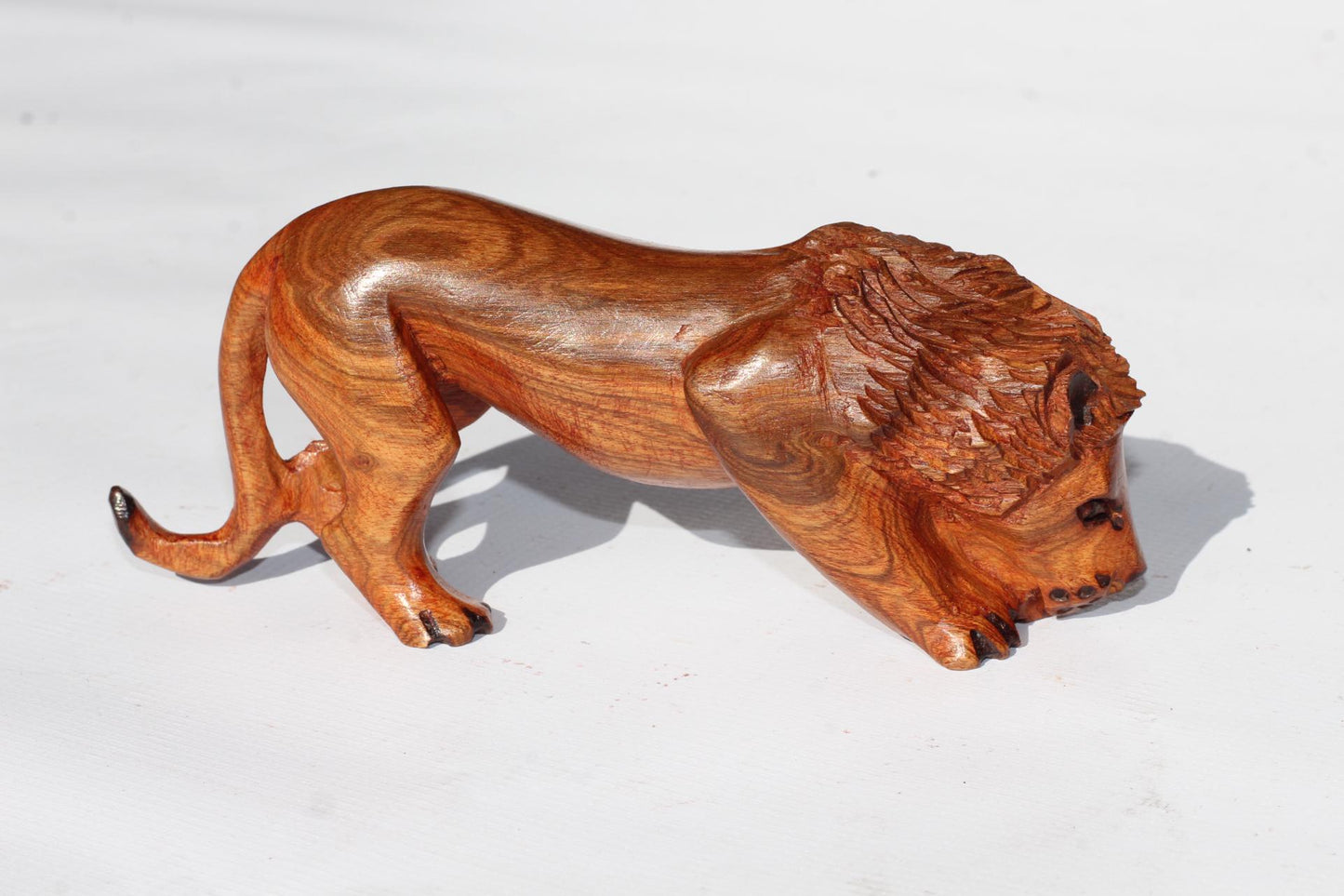 Set of 3 Handcarved African Olive Wood Prowling Lions. Zimbabwean/ African Wood Sculpture .African Wildlife Decor, Graduated Pride of Lions.