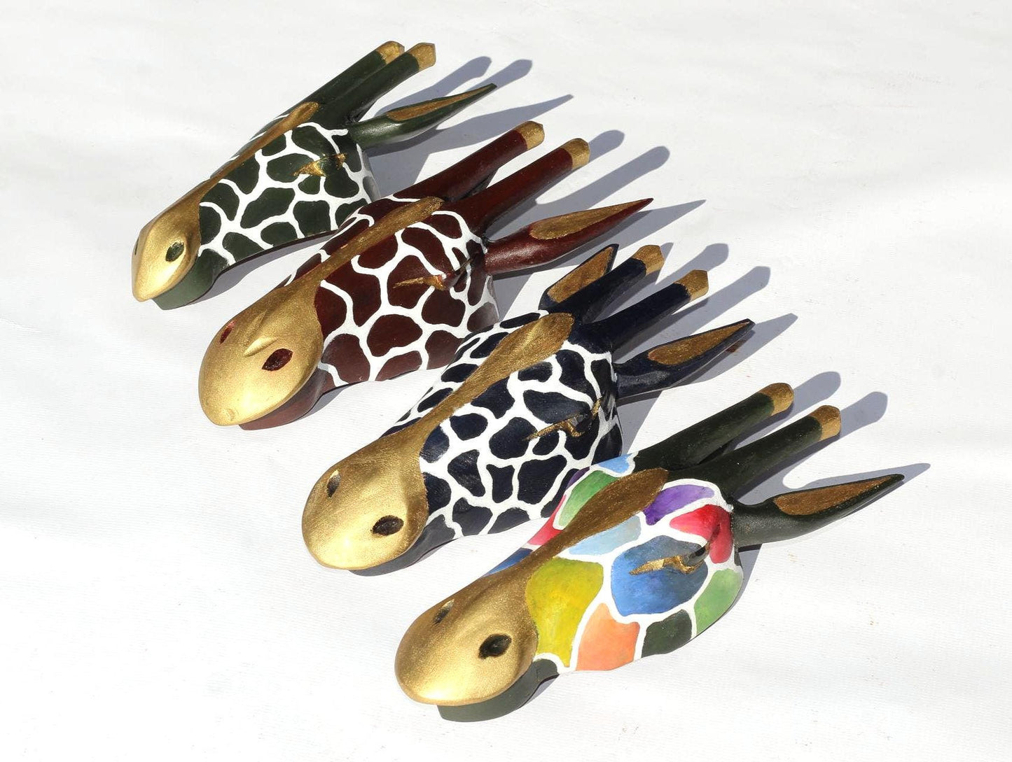 Painted Olive wood Giraffe Head Trophy wall decor Mask. Lifelike Zimbabwean Handcarved African  Art gifts by Philip Dokwani. Ready to Ship