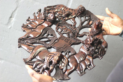Iron wood 3D handcarved Big five animals and African Map wall decor. Wildlife /Safari Themed Malawi handmade gifts, Ready to Ship Worldwide