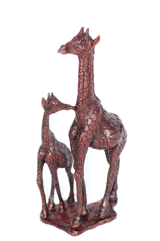 Fine Art Lifelike Iron Wood Dark Brown Giraffes standing figurines. Zimbabwean handcarved Art Sculpture. Home/office decor African gift