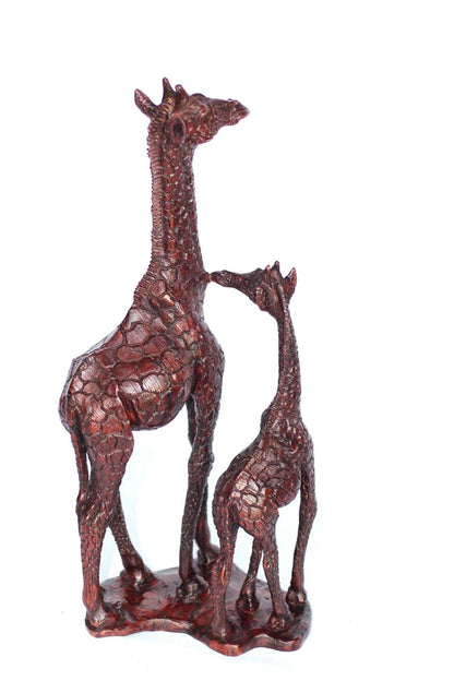 Fine Art Lifelike Iron Wood Dark Brown Giraffes standing figurines. Zimbabwean handcarved Art Sculpture. Home/office decor African gift