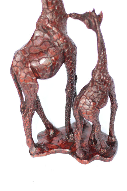 Fine Art Lifelike Iron Wood Dark Brown Giraffes standing figurines. Zimbabwean handcarved Art Sculpture. Home/office decor African gift