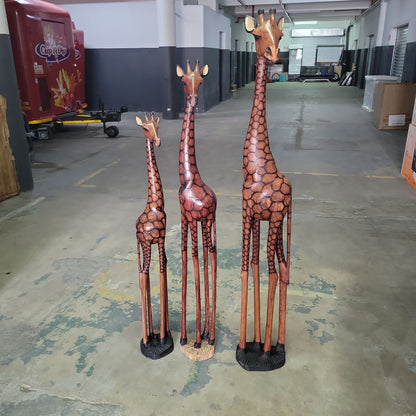 Custom Order , 160cm, 140cm and 120cm Fine Art Burnt Olive Wood Giraffe with Taxes Belgium