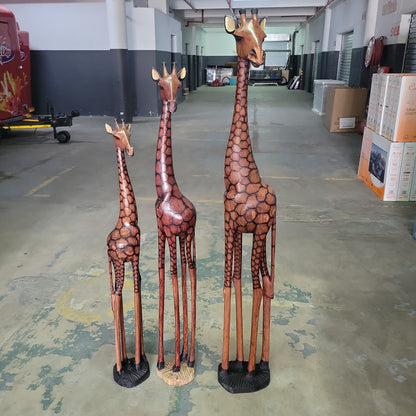 Custom Order , 160cm, 140cm and 120cm Fine Art Burnt Olive Wood Giraffe with Taxes Belgium