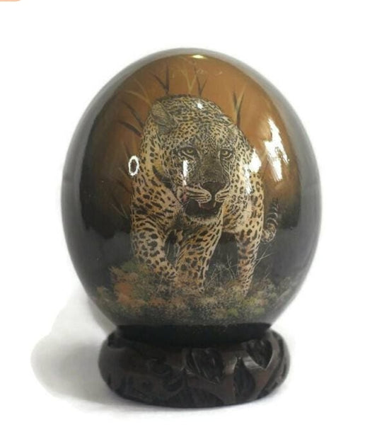 Custom Order for Frank, 2 Ostrich Eggs Decoupage Art. Long Horn Front Facing Rhino on an Africa Nova Descriptio Map background. Anniversary Gifts Ready to Ship