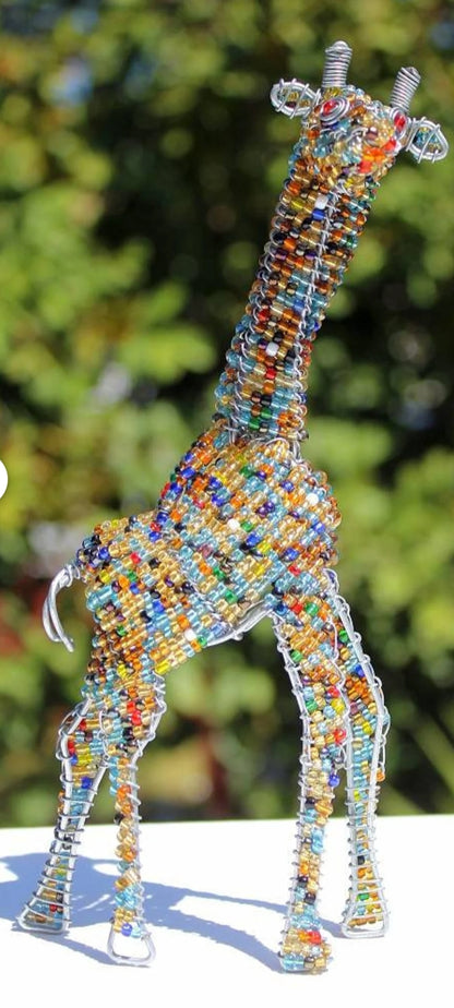 Custom order for Jenny : Giraffe,  Elephant,  Zebra Beaded Animals by Job Guwhe